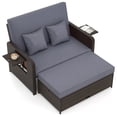 thumbnail image 2 of Costway Patio Rattan Loveseat Set Daybed Lounge Storage Ottoman Side Tables Adjust Gray, 2 of 10