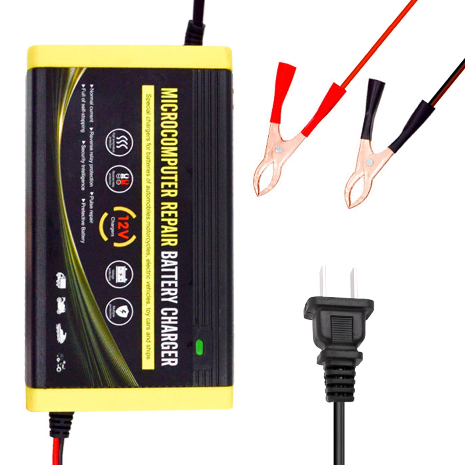 Amdohai Car Battery Charger, 12V 6A Intelligent Repair Charger for Motorcycles, Cars, SUVs, Dry Batteries, Water Batteries, Lead Acid Batteries US Plug
