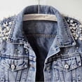 thumbnail image 4 of Pincandy Veste en Jean pour Femme, Veste Courte en Denim Brodée à Rivets et Perles, 4 of 6