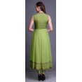 thumbnail image 4 of Bimba Robe Anarkali Vert Pâle à Feuilles, Col Mandarin, Sans Manches, Kurtis pour Femmes, Imprimé, Robe Maxi, Petit, 4 of 6