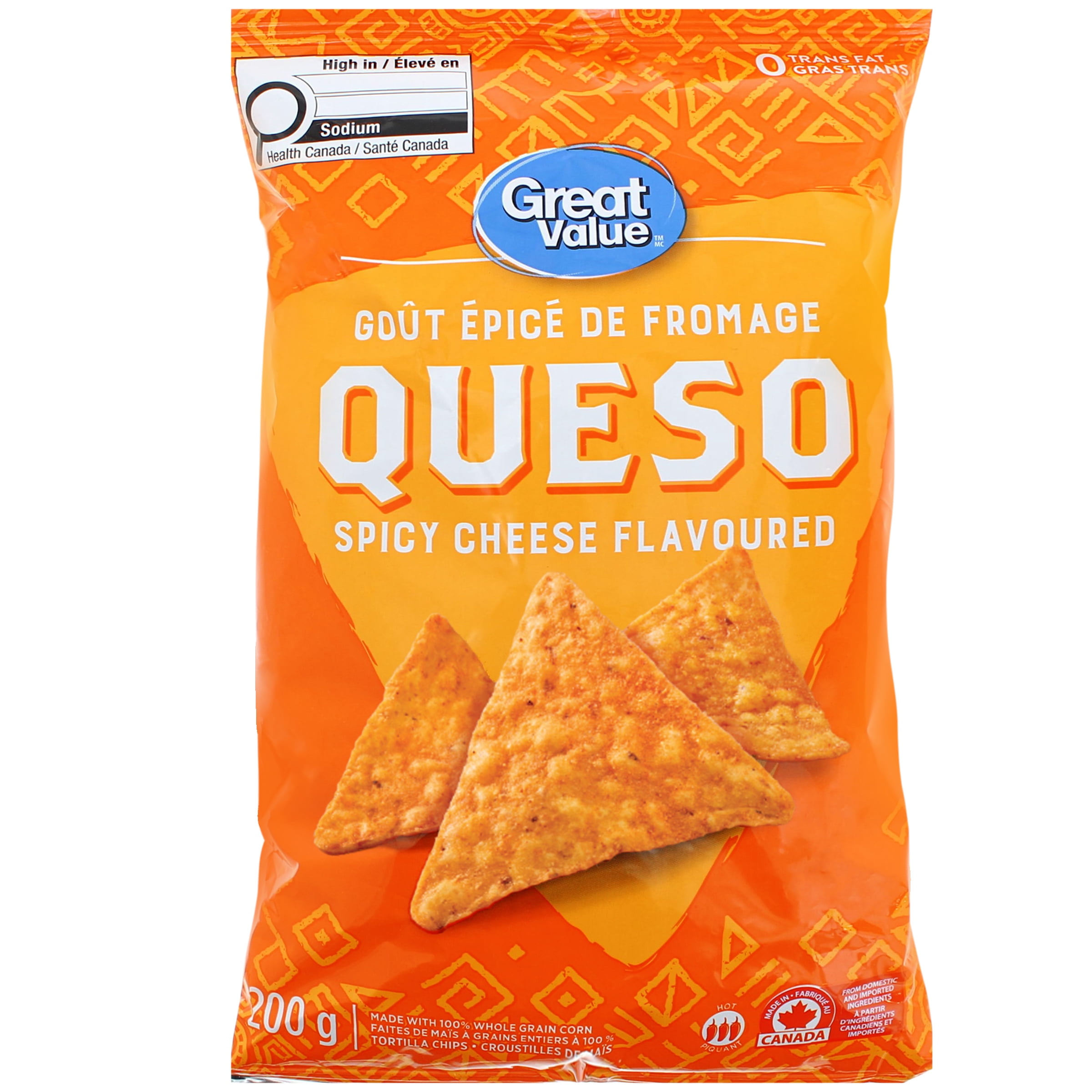 Great Value Queso Spicy Cheese Flavoured Tortilla Chips