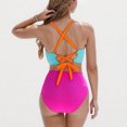thumbnail image 4 of VBTAPA Womens High Waisted Bikini Sets Criss Cross Two Piece Swimsuits Color Block Full Coverage Bathing Suits Sales of Today Red S, 4 of 5