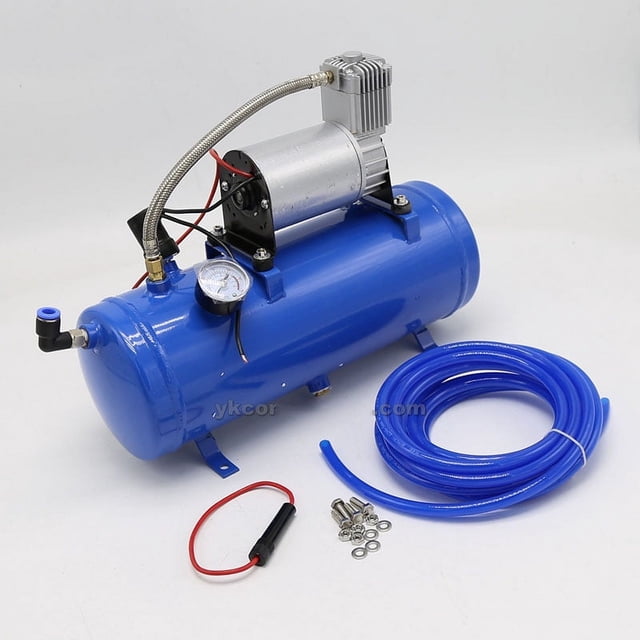 120PSI To 150PSI 12V Air Tyre Inflator Pump Compressor With 6L Tank For Air Horn Train Truck RV Tire With 500cm/16.4ft Hose