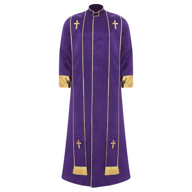 iiniim Homme Moine Médiéval Renaissance Prêtre Longue Robe Église Culte Halloween Fête Cosplay Costume Violet TG