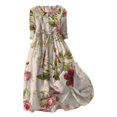 thumbnail image 1 of Pisexur Robe d'Automne pour Femme 2024 Mode Robe de Retour à la Maison à Imprimé Floral Manches Courtes Col Rabattu Robe Maxi Décontractée Fluide Tunique à Col en V Boutonnée avec Cordon Robe de Vacances Robe Grande Taille P-4TG, 1 of 3