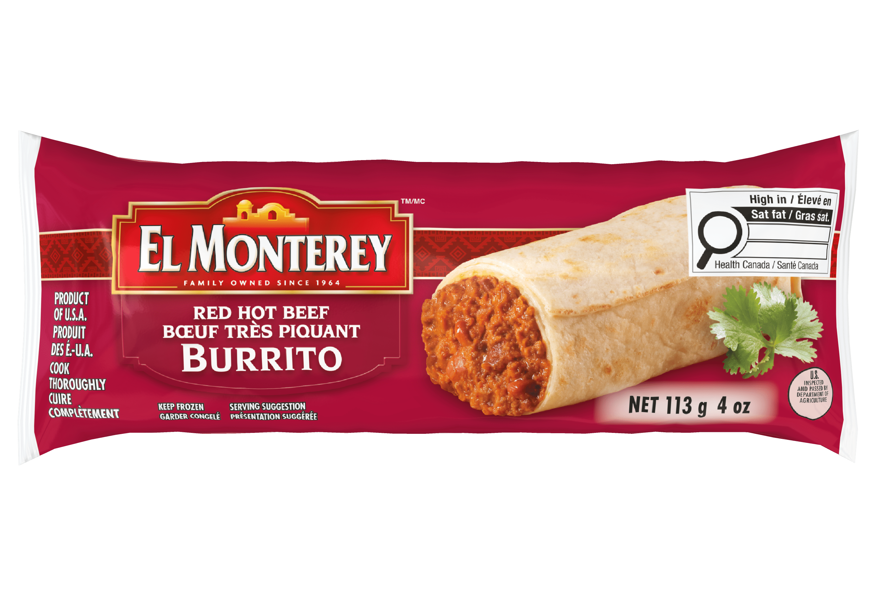 洋書 Hot Brritos El Monterey Red Hot Beef Frozen Burrito, Red Hot Beef Burrito