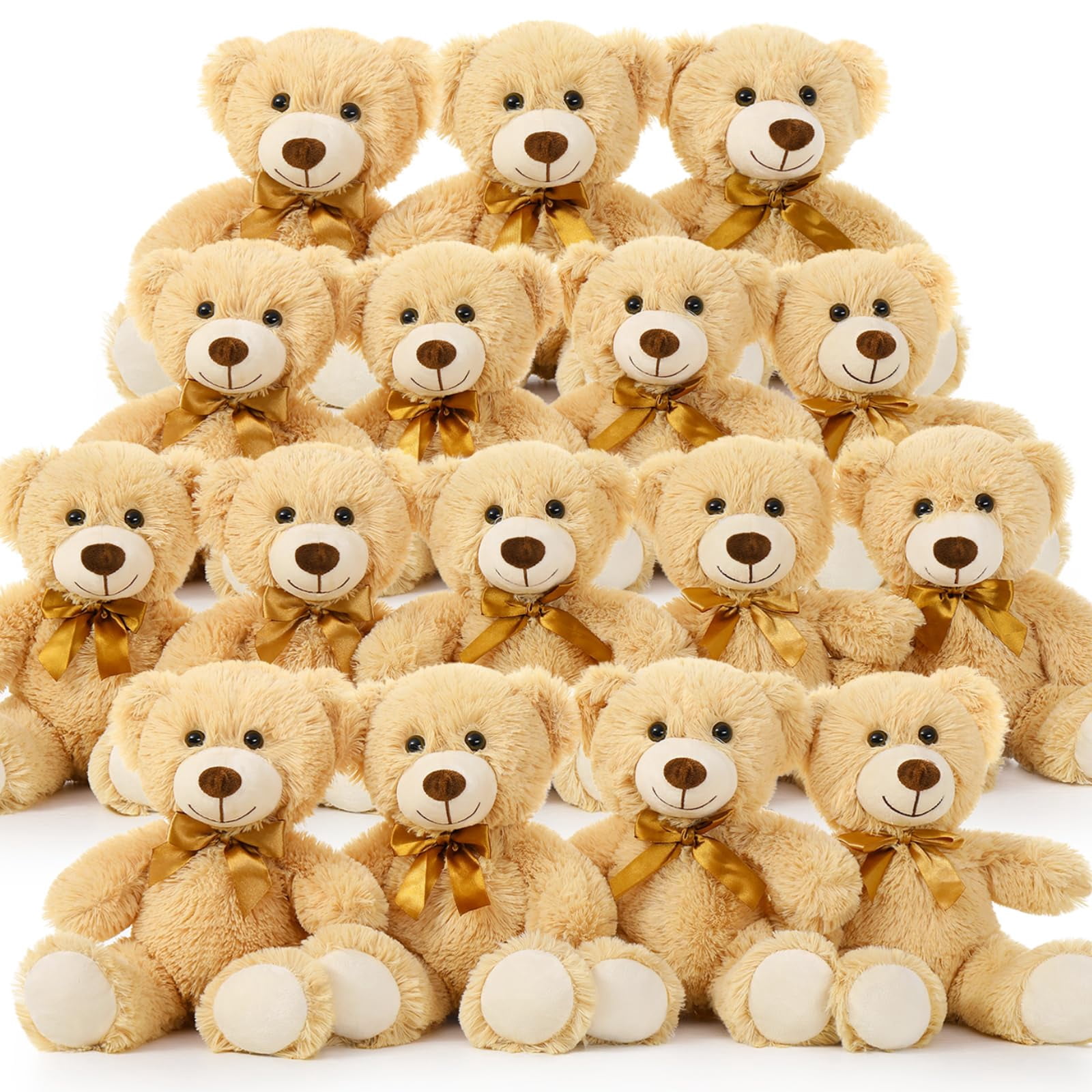 MorisMos Small Teddy Bears Bulk 16 Packs, Teddy Bear Stuffed Animal Bulk 14", Cuddly Soft Teddy Bear for Baby Shower, Birthday Wedding Party, Valenti