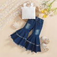 thumbnail image 4 of Plebaso Baby Girls Two-Piece Sets Sleeveless Round Neck Tops Flared Denim Pants Kids Summer Clothes, 4 of 7