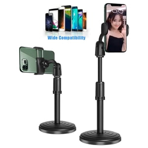 Cooligg 360° Support de téléphone portable de bureau réglable , Stabiliser support pour téléphone mobile (toutes tailles) , Noir