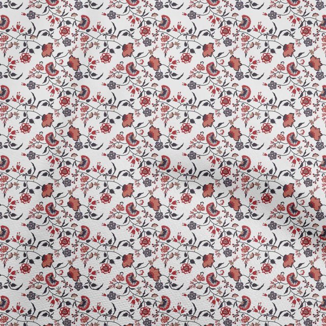 oneOone Tissu Popeline de Coton Blanc Feuilles & Trèfle Matériel de Robe Tissu Imprimé Tissu au Mètre 56 Pouces de Large-MC
