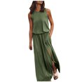 thumbnail image 1 of KIHOUT Robes d'Été pour Femmes, Mode Dames Aguichant Été Décontractée Sans Manches Unie Robe à Fente Verte m, 1 of 6