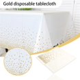 thumbnail image 2 of LINMOUA White Plastic Tablecloths 54 x 108 Inch, Disposable Table Cloths Rectangle Party Table Covers, Gold Trim, 2 of 8