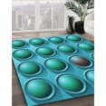 thumbnail image 3 of Ahgly Company Tapis d'Intérieur Lavable à la Machine, Carré, Transitionnel, Vert Sarcelle, Tapis de Zone, 7 Pieds Carré, 3 of 7