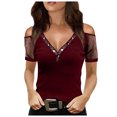 thumbnail image 1 of Pompotops T-Shirt Sans Bretelles à Col en V Décontracté pour Femmes, 1 of 4