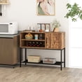 thumbnail image 2 of Gymax Buffet Bahut avec Prises de Courant et Ports USB Casiers à Vin et Étagères de Rangement Brun Rustique et Noir, 2 of 10
