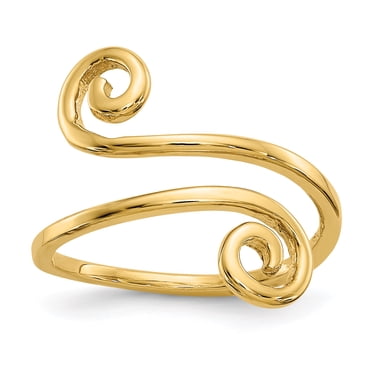 14K Yellow Gold Swirl Toe Ring