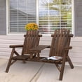 thumbnail image 2 of Outsunny Ensemble de Banc Double d'Extérieur en Bois avec Table Centrale, Carbonisé, 2 of 10