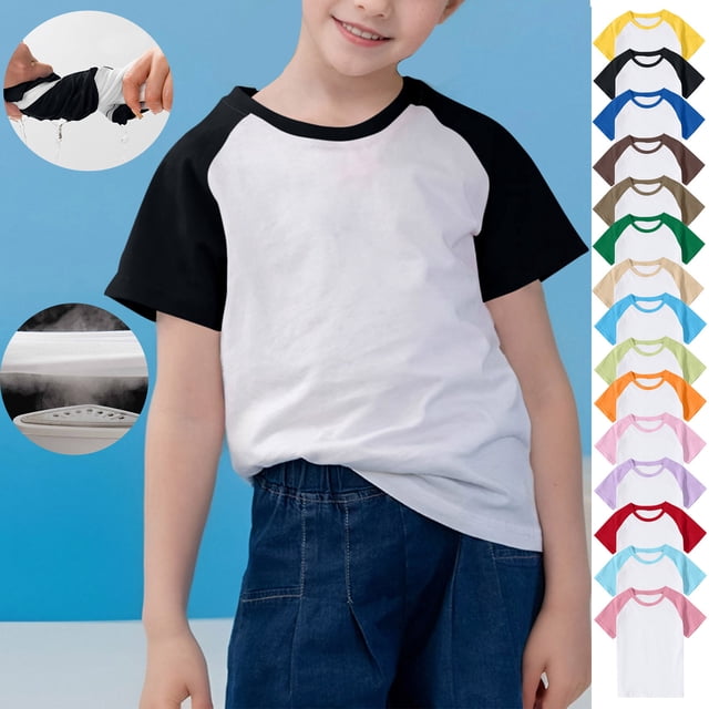 Feancey T-shirts pour Garçons Filles Manches Courtes Été Mignons T-shirts Coton Décontracté Col Rond Hauts Doux Confortables T-Shirt pour Enfants Soldes d'Été Rouge Melon D\'eau 7 Ans