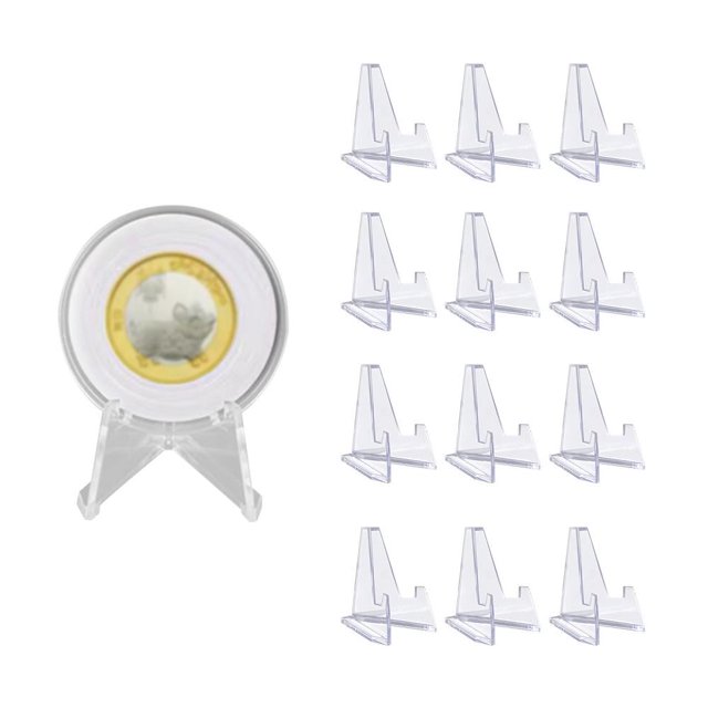 Coin Display Rack 12pcs Acrylic Coin Easel Stands Challenge Coin Display Holder 12pcs Card Racks For Trading Cards Cds Medals original