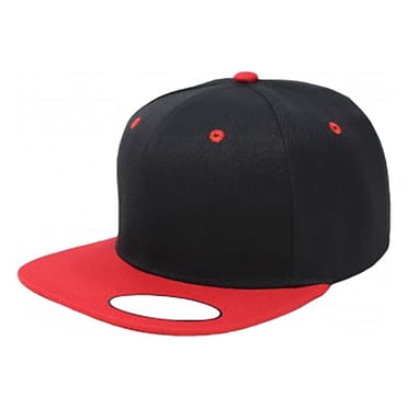 Lot de 4 Casquettes Snapback à Visière Plate Ajustables (Noir et Rouge)