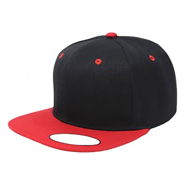Lot de 4 Casquettes Snapback à Visière Plate Ajustables (Noir et Rouge)