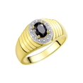 thumbnail image 3 of RYLOS Men's Rings 14K Yellow Gold Classic Halo Of  Diamonds 7X5MM Oval Gemstone Designer Ring Onyx October Birthstone Rings For Men Size 9, 3 of 7