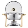 thumbnail image 1 of KFFKFF Ensemble de Plats à Friction pour Buffet, 5 Qt Lot de 4, Réchaud en Acier Inoxydable avec 4 Poêles Format Double, Réchaud Rond pour Traiteur avec Couvercle en Verre, Casserole à Eau Support Pliant Porte-Carburant, 1 of 9