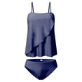 thumbnail image 4 of Penkiiy Womens Two Piece Bathing Suits Strapless Tankini Top Ruffle Design Swimsuit with Bottoms Swimwear S Navy, 4 of 9