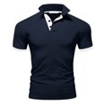 thumbnail image 2 of BOBOGOJP Polo pour Homme Séchage Rapide Performance Manches Courtes Imprimé Évacuation de l'Humidité Polo (Marine,6TG), 2 of 4