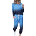 thumbnail image 1 of Yuyuzo Women's Fall 2 Piece Outfit Patchwork Color-Block Long Sleeve Tops and Cinch Bottom Pants Lounge Sets, 1 of 5