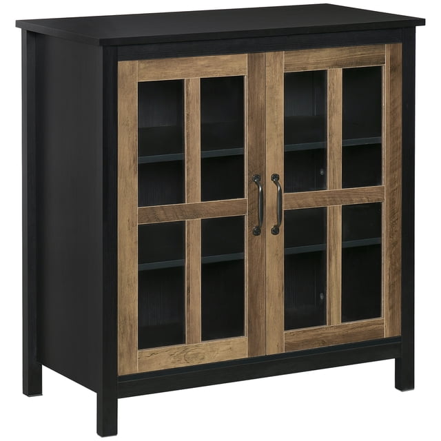 HOMCOM Buffet de Cuisine avec Portes en Verre Armoire Buffet Armoire d'Accent