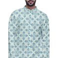 thumbnail image 4 of Atasi Button Down Asymmetrical Kurta For Men Printed Mandarin Long Sleeve Shirt, 4 of 5