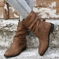 thumbnail image 1 of LSLJS Chaussures de Mode pour Femmes Bottes Western Rétro Décontractées Chaudes Talons Bas Bottes Mi-Mollet, Bottes Plates pour Femmes, Bottes pour Femmes, 1 of 9