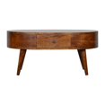 thumbnail image 1 of Table Basse Arrondie en Bois Massif de Châtaignier de Style Artisanal, 1 of 8