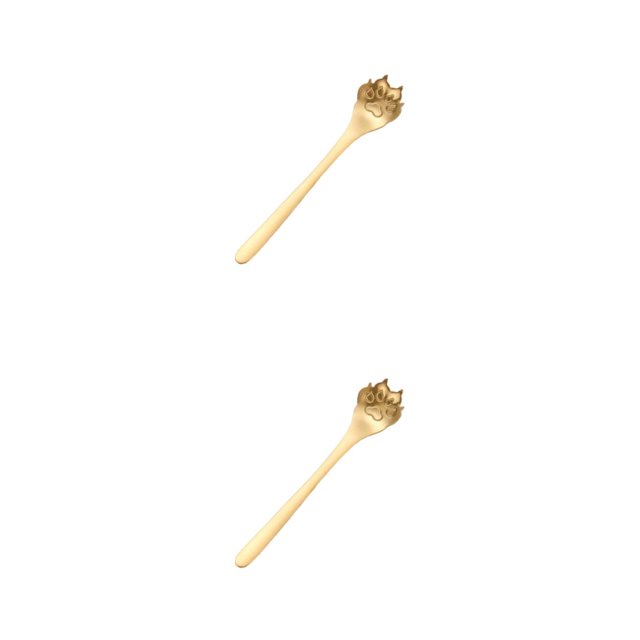 Redempat Cute Tea Spoon Exquisite Stainless Steel Spoon For Tea Drinking Teaware dog paw gold 1 2Set