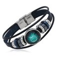thumbnail image 2 of AMERTEER 12 Constellation Main Tressé Cuir Signe du Zodiaque Rétro Breloques Bracelet, 2 of 6