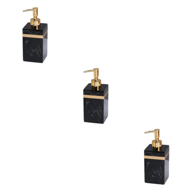 Ruiboury Distributeur de Savon en Résine Réutilisable pour Table Cuisine Douche Shampoing Salle de Bain Noir Or 500ml 3Ensemble