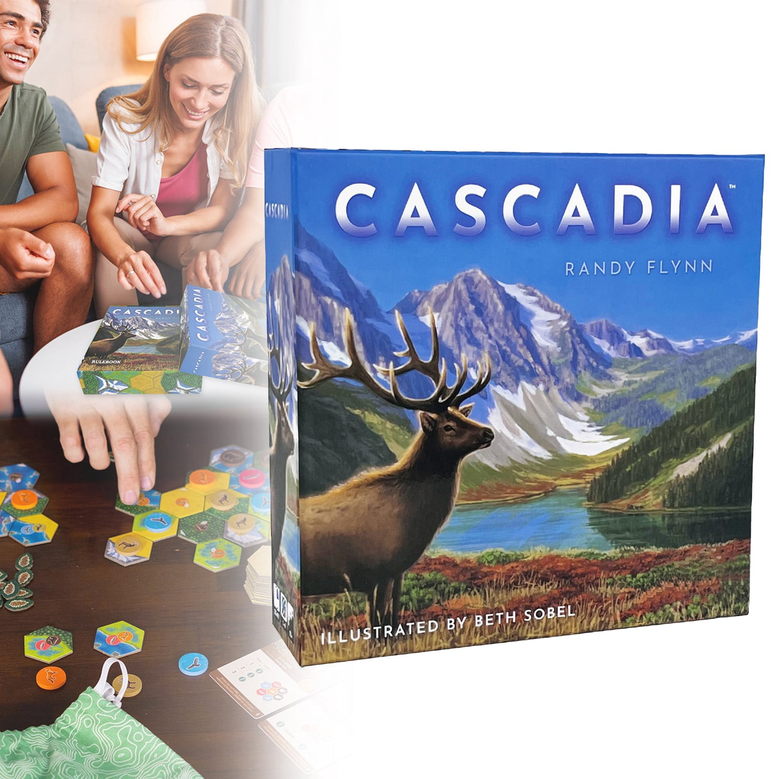 Cascadia, Award-Winning Board Game Set in Pacific Northwest, Build Nature Corridors, Attract Wildlife, Ages 10+, 1-4 Players, 30-45 Min, Flatout Games, Alderac Entertainment Group (AEG)