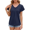 thumbnail image 1 of AherBiu Summer Tops for Women V Neck Cap Sleeve Comfy Ruched Casual Loose Solid Color Shirts Blouse, 1 of 7