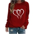 thumbnail image 2 of Meichang T-Shirts Mignons de la Saint-Valentin pour Femmes, T-Shirts Graphiques Mignons avec Cœur, Manches Longues, Col Rond, Hauts Mignons, Coupe Ample, Chandail Molletonné à Enfiler pour les Fêtes, 2 of 3
