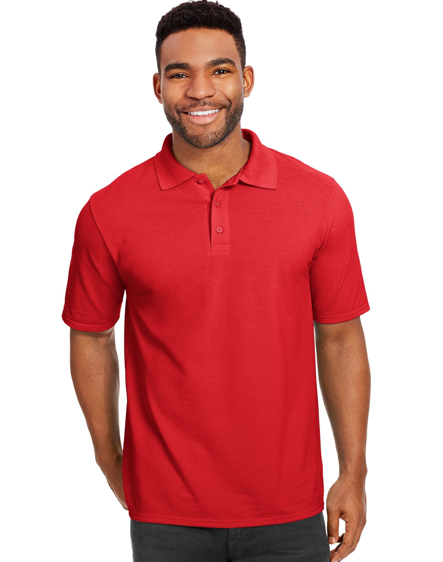 Hanes Polo Piqué Frais X-Temp pour Hommes, 3TG, Rouge Profond