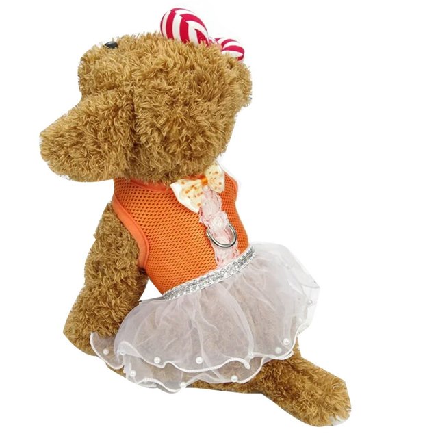 MesaSe Tenue en Maille pour Animaux de Compagnie Robe Jupe Laisse Corde Harnais Vêtements Robe Bleue m