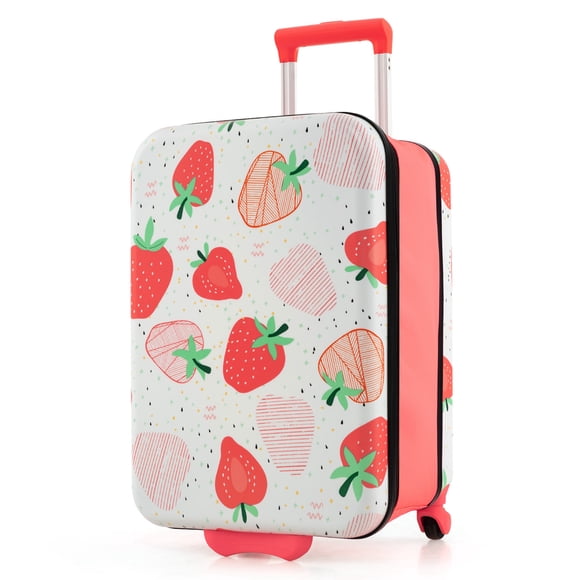 Costway 20" Kids Rolling Luggage Foldable Hardshell Carry-on Suitcase on Wheels Children Pink