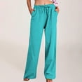 thumbnail image 2 of FNFYFH Clearance Womens Wide Leg Pants with Pockets Drawstring Cotton Linen Pant Solid Palazzo Trousers,Yellow, 2 of 9