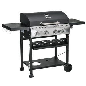 Outsunny Grill à gaz propane, 40,000 BTU Extérieur BBQ Cartouche de gril, noir