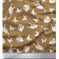 thumbnail image 1 of Soimoi Rayon Crepe Fabric Bird & Cat Animal Print Sewing Fabric Yard 46 Inch Wide, 1 of 3