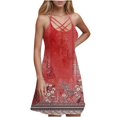 thumbnail image 1 of Ovzne Robes Grande Taille pour Femmes Rondes Robe de Plage Robes d'Été pour Femmes Robe de Plage en Dentelle Imprimée Sans Manches Décontractée Ample Robe Débardeur Robe Imprimée pour Femmes Liquidation, 1 of 5