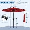 thumbnail image 3 of Gaderth 10FT Patio Umbrella With Solar Lights,Solar Led Patio Umbrella,Outdoor Market Umbrella,Table Umbrella With Tilt Crank,LED Lights,8 Ribs For Garden Pool Deck Backyard Beach,Without Base, 3 of 9