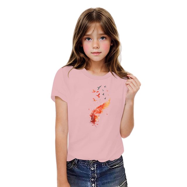 Rbaofujie T-Shirts Graphiques pour Fillette, Manches Courtes, Col Rond, T-Shirt Décontracté d'Été, Hauts