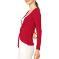 thumbnail image 4 of Allegra K Juniors Tie Open Front Long Sleeve Knit Metallic Ruffled Crop Cardigan, 4 of 6